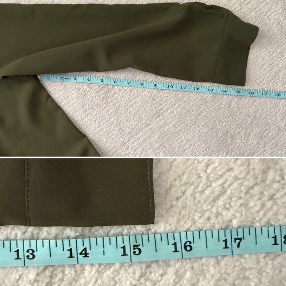 Olive Green Top Size Large Button Front Long Sleeve Blouse Fall Utility Neutral - Picture 6 of 10